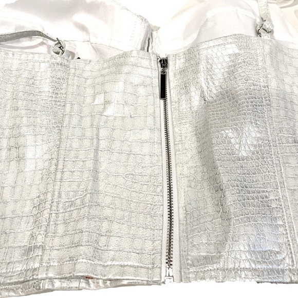 NEW - Say What? Pearl and Silver Faux Crocodile print Corset Bustier Top Size XL - Picture 6 of 10